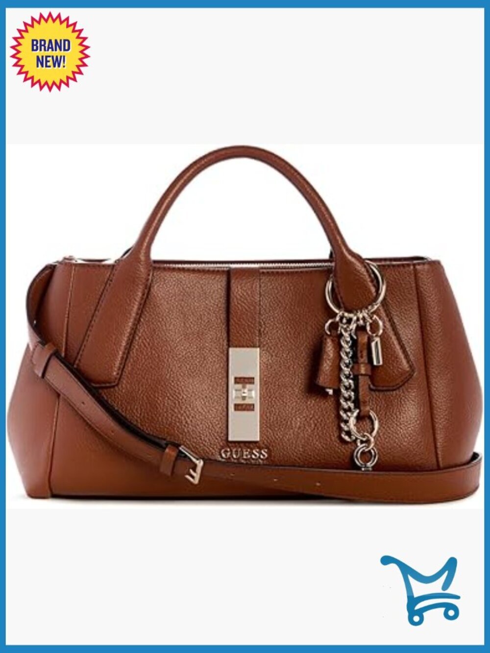 Eco Pebble PU Satchel with Detachable Crossbody Strap and Gold Hardware